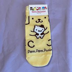 Nwt Sanrio Socks That Have Never Been Worn. Should Fit As Size Small / Medium Sanrio Socks, Sanrio Yellow, Sanrio Things, Pompom Purin, Sanrio Accessories, Toe Socks, Funny Socks, No Show Socks, Sanrio Characters