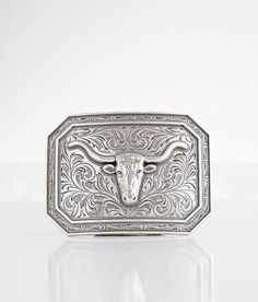 Ariat Longhorn Belt Buckle - Silver , Men's Silver Embossed metal belt buckle. Apparel & Accessories Formal Engraved Belt Buckles, Western Belt Buckles For Rodeo, Western Silver Belt With Buckle, Western Silver Belt With Buckle Closure, Texas Belt Buckle, Belt Buckles Men's, Western Belt Buckles, Men's Belts, Embossed Metal