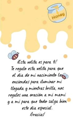 a poem written in spanish with honey on it