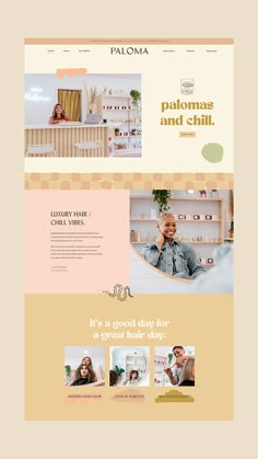 the landing page for paloma salon and spa, which is designed to look like it has