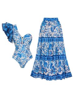 30-70% OFF✓ Fast Shipping✓Stand out by the pool with Retro Stage’s one-shoulder print swimsuit and matching cover-up, combining retro flair with modern style. Swimsuit With Skirt, Bathing Suit Skirt, Retro Swimwear, Skirted Swimsuit, High Waisted Bathing Suits, Push Up Swimsuit, Swimwear Women, Beach Skirt, Costume Intero