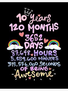 a poster with the words 10 years and rainbows