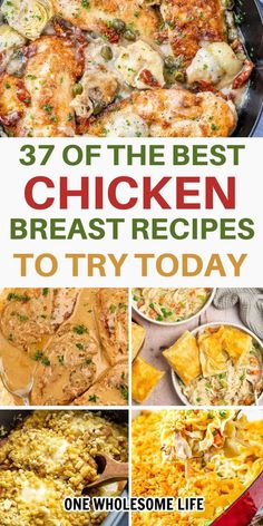 collage of chicken breast recipes. Easy Chicken Breast Dinner Recipes, Easy Healthy Chicken Breast Recipes, Chicken Breast Dinner Recipes, Easy Chicken Breast Dinner, Best Chicken Breast Recipes, Healthy Chicken Breast Recipes, Boneless Skinless Chicken Breast Recipes, Chicken Breast Recipes Dinners, Best Chicken Breast