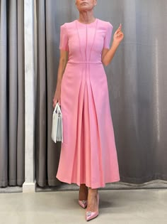 Affordable price buy Dresses on Stylewe, SPU: 110DR5H3BFE, Color: Pink, Waistlines:High Waist, Accessories:No Belt. Robes Glamour, Corporate Dress, Bodycon Evening Dress, Short Sleeve Maxi Dress, Summer Elegant, Short Sleeve Maxi Dresses, Dress Shirt Sleeves, Sleeve Maxi Dress, Maxi Dress With Sleeves