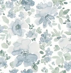 Enjoy whimsical, feminine charm with this floral peel and stick design. The watercolor flowers sport a sweet and simple color palette of blue and green against white. Blue Julep Peel and Stick Wallpaper comes on one roll that measures 20.5 inches wide by 18 feet long. allen + roth 30.75-sq ft Blue Vinyl Floral Self-adhesive Peel and Stick Wallpaper | ARW6090 Blue Floral Wallpaper, Brewster Wallpaper, A Street Prints, Drops Patterns, W Wallpaper, Plant Wallpaper, Watercolor Wallpaper, Blue Vinyl, Blue Elephants