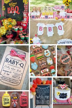 a collage of baby shower themes and decorations