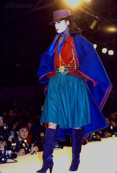 Fall/Winter 1982 Christmas Runway, New Wave Fashion 80s, 1983 Fashion, Cowboy Camp, Ysl Runway, Sayoko Yamaguchi, Laura Ashley Fashion, Ysl Rive Gauche, 80s Christmas