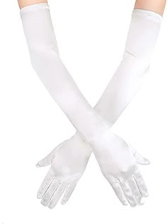 PRICES MAY VARY. Long satin gloves gloves measures approximately 21.6 inches from fingertip to end of glove. One size fits most because of the high quality a bit stretchy satin fabric. Opera party gloves has 3 colors in total, White, Black and Ivory, the various colors can match with different clothes. Bride wedding gloves are made of satin. This elegant wedding garter as a beautiful finishing touch to your bridal outfit. Bridal gloves for women are perfect for wedding, evening party, bridal cer Long White Gloves, Bride Gloves, Silk Gloves, Satin Gloves, Evening Gloves, Gloves For Women, Formal Gloves, Women Bride, Opera Gloves