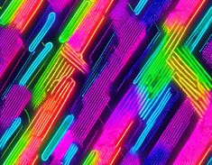 an abstract image of colorful lines and shapes