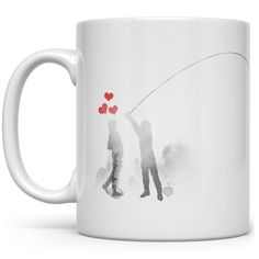 White mug with people lassoing the moon and red hearts Mug For Husband, Lasso The Moon, Mug Valentines Day, Moon Mug, Valentine Day Gift, Romantic Gifts For Her, Valentines Mugs, Valentines Day Gifts For Him, Funny Mug