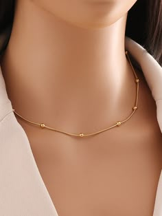 Gold  Collar  Iron   Embellished   Women Fashion Jewelry Gold Unique Necklace, Gold Chain Indian Design, Daily Use Gold Chain For Women, Daily Wear Pendants, Daily Wear Chains For Women, Simple Chains For Daily Use, Gold Simple Necklace Designs, Chains For Women Gold Indian, Daily Wear Chains Gold Indian