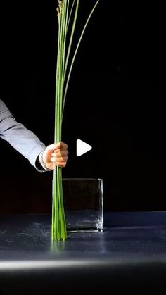 a man in a suit is arranging flowers on a table