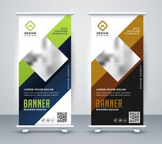 a roll up banner is shown with an image of the same color as it appears