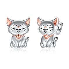 PRICES MAY VARY. Cat Stud Earrings:This cat is very Super cute ,People like it very much at a glance,suitable for daily wear,It can also be a gift to someone who likes cat, which is sure to delight the cat lovers.it is not only suitable for young girls but also for women. High Quality:This Sterling Silver Cat Stud Earrings Jewelry is made of high-quality 925 sterling silver,and will not turn your skin green,red,or itchy.It's nickel-free,lead-free,cadmium-free and hypoallergenic,Comfortable to we Giraffe Earrings, Super Cute Cats, Cat Earrings Studs, Sterling Silver Cat, Womens Earrings Studs, Silver Cat, Earrings Cute, Cat Jewelry, Cat Earrings