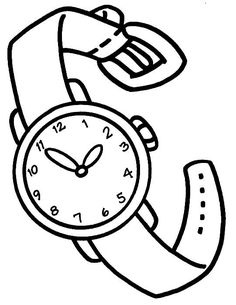 a drawing of a wrist watch with the time on it's face and hands