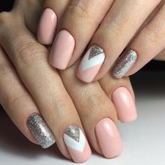 Beautiful delicate nails, Beautiful nails, Gentle summer nails, Geometric nails, Glitter nails, June nails, Pale pink nails, Pink nail polish with sparkles Nails Pics, Nagellack Trends, Bunny Nails, Pink Manicure, Elegant Nail Designs, Stylish Nails Designs, Geometric Nail, Short Acrylic, Best Nail Art Designs