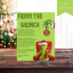 the grinch book is sitting on a table