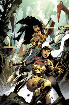 the cover to wonder's new comic, featuring two women with swords in their hands