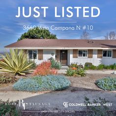 a house with the words just listed in front of it and an image of a cactus garden