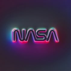 the nasa logo in neon colors