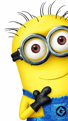 a cartoon minion with eyeglasses on his face