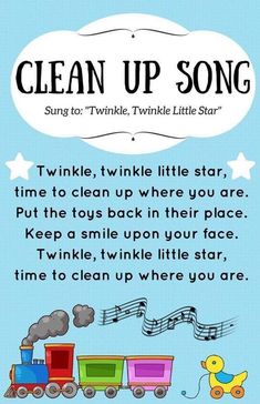 the poem clean up song is written in front of a blue background with an image of a