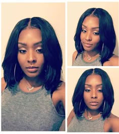 Sew In Bob Hairstyles, Trendy We Fryzurach, Cabello Afro Natural, Pelo Afro, Middle Part, Human Hair Lace Wigs, Sew In