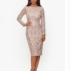 Questions? Leave A Comment Below! Fitted Knee-length Cocktail Dress For Mother Of The Bride, Elegant Lace Midi Dress With Sequins, Fitted Midi-length Evening Dress For Mother Of The Bride, Fitted Sequin Evening Dress For Wedding Guest, Fitted Mother Of The Bride Dress For Spring Cocktail, Spring Cocktail Mother Of The Bride Fitted Dress, Elegant Spring Cocktail Mother Of The Bride Dress, Elegant Spring Mother Of The Bride Cocktail Dress, Elegant Midi Dress For Wedding Holiday