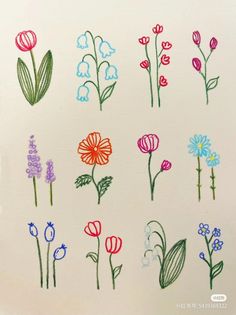 an image of flowers drawn with colored pencils