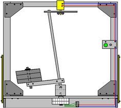 an overhead view of a room with the floor and ceiling exposed, including two lights