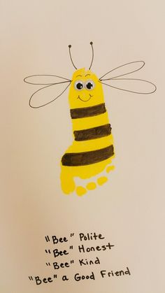 a drawing of a bee with the words bee's polite, bee's honest and bee's kind of friend