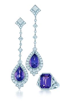 Tiffany & Co. 2014 Blue Book Collection -ShazB ..Tanzanite earrings and ring in platinum with diamonds. Earthy Bohemian, Queens Jewels, Tanzanite Jewelry, Tanzanite Earrings, Blue Book, Tiffany Jewelry, Blue Books, Tiffany And Co, Color Stone