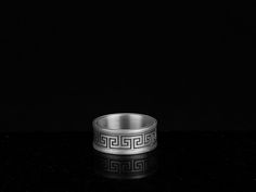 This unique ring features a stunning design of a Greek pattern, inspired by the ancient art of Greece that expressed the ideals of symmetry, harmony, and balance. The ring is made of 925 sterling silver with an oxide finish that gives it a vintage look and enhances the details of the pattern. The ring is a tribute to the artistic achievements of the classical period, when artists created intricate geometric motifs that decorated pottery, architecture, and jewelry. The ring is a beautiful express Pottery Architecture, Decorated Pottery, Ancient Greek Mythology, Greek Pattern, Natural Spring Water, Classical Period, Timeless Ring, Ocean Jewelry, Geometric Motifs