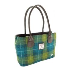 Model: LB1003_SEA BLUE/GREEN TARTAN GLEN APPIN Ladies Harris Tweed Classic Handbag. Accessorize in style with this beautiful Harris Tweed handbag. Designed with two fixed handles, two main compartments with snap closures and one main zipped compartment with a small zipped pocket inside. Additionally it futures a Harris Tweed Authority Certification Trademark Label. Tweed Outer, Tweed Handbag, Harris Tweed Fabric, Tweed Bag, Green Tartan, Black Herringbone, Small Coin Purse, Outer Hebrides, Purse Gift