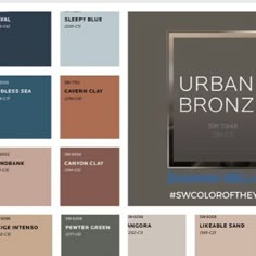 the color scheme for urban bronze is shown in shades of brown, blue and gray