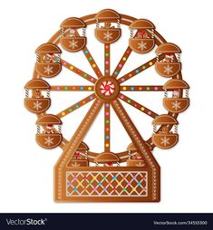 a ferris wheel with christmas lights on the top and bottom part in brown paper cutout style