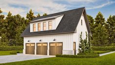 a two car garage is shown in this rendering