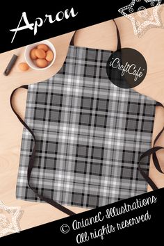 Black and white apron White Apron, Aprons For Sale, Tartan Pattern, White Plaid, Plaid Pattern, Grey And White, Mens Gifts