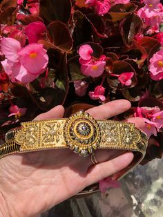 "Thank You If You Favored One of My Items! You Will Receive 10% Off an Item of Your Choice, Unless It Is On Sale, Code17. Thank You. GORGEOUS JUDITH LEIBER Belt/Etruscan Belts/80's Designer Belts/Bird Design Belts/Couture Belts/Vintage Belts/Judith Leiber/Mint Condition GORGEOUS Circa 80's JUDITH LEIBER Belt This is STUNNING 1980's Judith Leiber Etruscan Style Belt. The Center is a Dome Shaped Oval. On each Side there are Two Sets of Beautiful Birds. It has Two Stretch Snake Chains for the Waist Belts Vintage, Wardrobe Measurements, Gold Belts, Designer Belts, Judith Leiber, Vintage Belts, Suspender Belt, Bird Design, Snake Chain