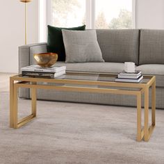 a living room scene with focus on the coffee table