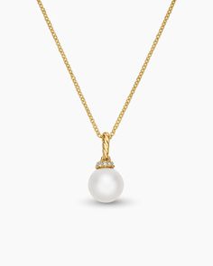 Solari Pendant Necklace in 18K Yellow Gold with Pearl and Diamonds, 8mm Pearl Diamond Necklace, Pearl And Diamond Necklace, Cable Bracelets, Toggle Necklace, Pearl Pendant Necklace, Pearl Diamond, Beautiful Necklace, High Jewelry, Gold Pearl