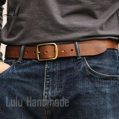 Handmade Vintage Full-Grain Leather Belt for Men - Solid Brass Buckle - Personalized Custom Engraving - Italian Cowhide Leather Belt for Jeans and Casual Pants - Gift for Him Product Specifications: Material: Premium Italian full-grain cowhide leather Belt Thickness: 4.4mm Belt Width: 3.8cm Buckle Material: Antique solid brass Color Options: Black, brown, dark coffee Customization: Personalized engraving available (logos, initials, or numbers); additional charge for custom brass mold. Product Features: 1-Premium Material: This vintage-style leather belt is crafted from high-quality Italian full-grain cowhide leather with a 4.5mm thickness, providing a natural texture and long-lasting durability. 2-Vintage Design: Featuring an antique solid brass buckle, this belt showcases a timeless Ameri Thoughtful Gifts For Boyfriend, Belt For Jeans, Pants Gift, Vintage Leather Belts, Workwear Jeans, Jeans Belt, Belt For Men, Personalized Gifts For Men, Dark Coffee