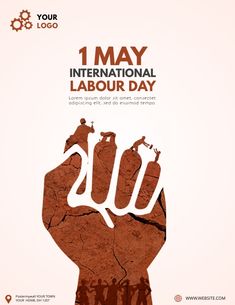 a poster for the international labor day with an image of a hand holding two hands