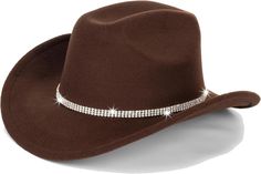 PRICES MAY VARY. Unisex Felt Fedoras Hat is made of Premium Quality felt,soft to touch and breathable, skin-friendly, comfortable for all day wear . Western Cowboy Hat is design for most women and men,Hat circumference is 56-58cm/22-22.8"; Brim Width: 7cm/2.75"; Hat Height: 11cm/4.3". Chin strap with drawstring closure to ensure this awesome cowboy hat tight fit. This Classic Cowboy Hat feature with a vintage belt,great for dress up and costume fun.Classic Cowboy Style, suitable for paired with Brown Cowboy Hat, Classic Cowboy, Western Cowboy Hats, Hat For Men, Man Hat, Cowboy Style, Vintage Belt, Western Hats, Cowgirl Hats