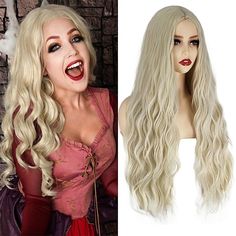 Category:Synthetic Wig; Gender:Women's; Wig Type:Cosplay Wig; Occasion:Daily Wear,Party / Evening,Vacation,Birthday,Cosplay Costumes; Age Group:Adults; Cosplay Works:Hocus Pocus; Color Shade:Blonde; Hair Material:Synthetic Hair; Cap Construction:Machine Made; Texture:Curly; Length:Long; Features:Fluffy,Easy to Carry,Comfy,Fashion,Party; Heat Resistant:Yes; Listing Date:09/29/2022; Cap Circumference:; Front to Back:; Nape of Neck:; Side to Side Across Forehead:; Side to Side Over Top:; Temple to Witch Wig, Sarah Sanderson, Long Blonde Wig, Hocus Pocus 2, Vacation Birthday, Blonde Wigs, Halloween Wigs, Wig Stand, Outwear Women