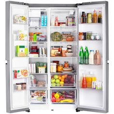 an open refrigerator filled with lots of food