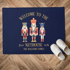 Welcome guests with a laugh! Our ‘Welcome to the Nuthouse’ doormat features three fun nutcrackers and your custom family name, adding a playful vintage holiday touch to your entryway. Perfect for spreading festive cheer! Christmas Doormat, Chic Holiday, Nutcracker Christmas, Christmas Love, Vintage Holiday, Family Name, Christmas Inspiration, Nutcracker, Door Mat