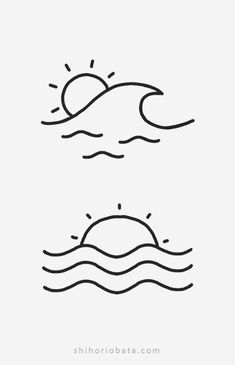 the sun and water line drawings