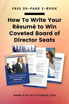 the cover page for how to write your resume to win covered board of director seats