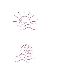 the sun and moon are on top of each other, with water in front of them